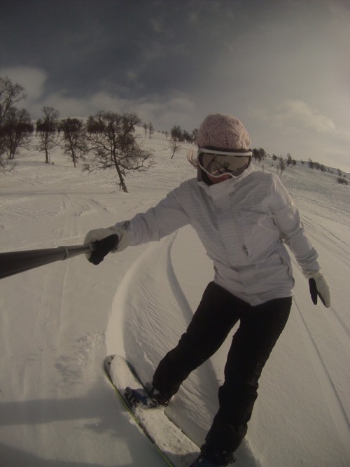 Happy snowboarding