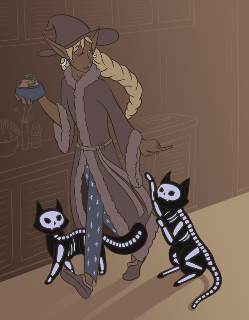 myriagonal-art: Taako and Kravitz have cute little death cats. Taako says he doesn’t like them