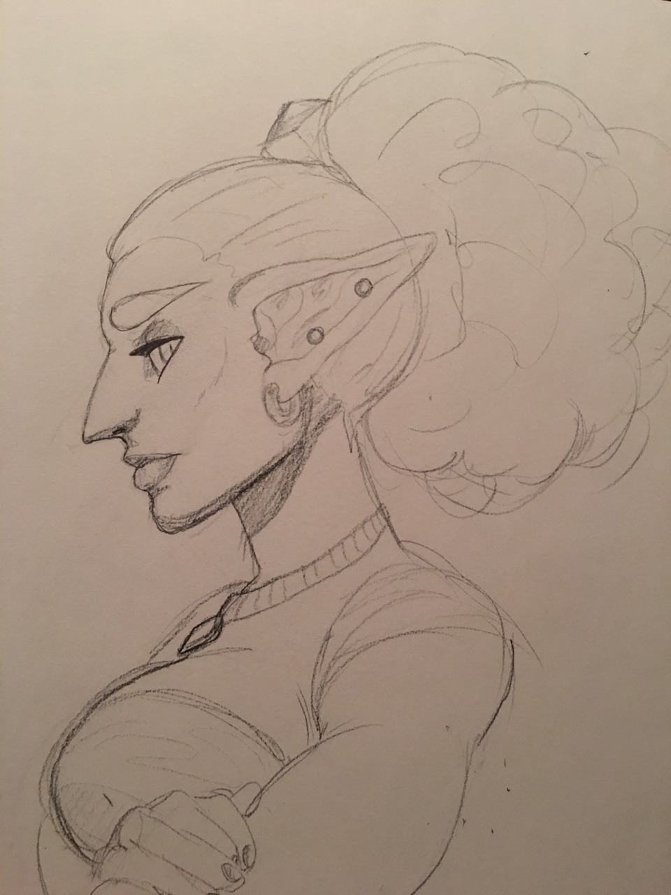 soullesshusk: My tablet is broken so here’s a pencil sketch I did of a gerudo lady.