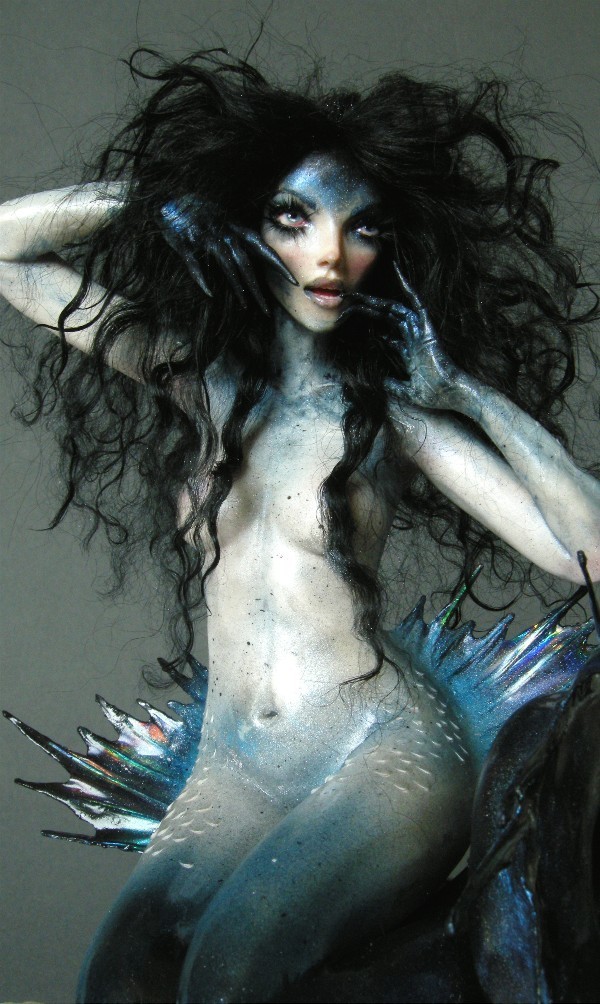 thegregorythomas:  Dark Water Mermaid, Polymer Clay Sculpture by Nicole West on DeviantArt Check