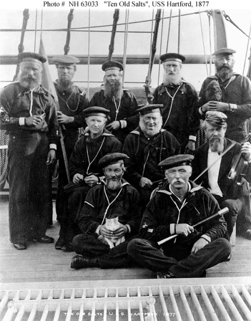 sailorgil:“ Ten Old Salts “  …  Photograph taken on board USS Hartford at Hampton Roads, Virginia, w