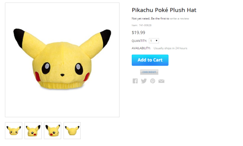 This week Pokemon Center preview is Pikachu Poké Plush Hat ($19.99), Froakie Poké Doll ($12.99) and 