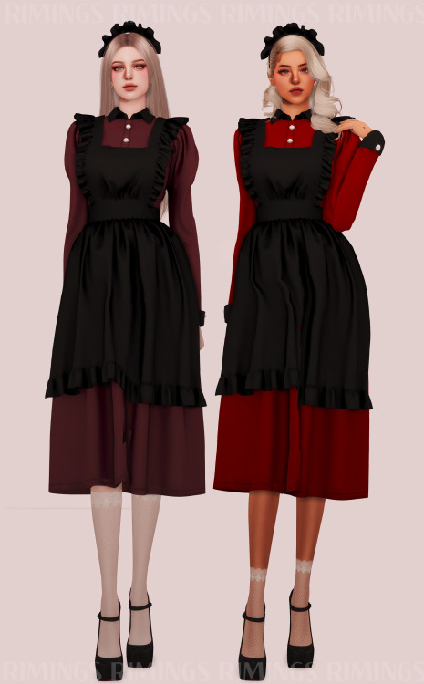  [RIMINGS] Classic Maid Outfit Set - FULL BODY 2 / HAT- NEW MESH- ALL LODS- NORMAL MAP- 16 / 16 / 4 