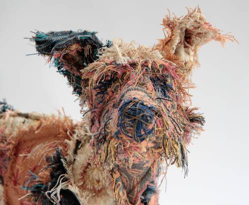 Patchwork Coats with Frayed Fur Add Shaggy Texture to Barbara Franc’s Dog Sculptures