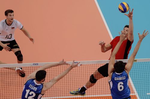 matteospiano: Germany and Italy in action during Volleyball Nations League first week, on Kraljevo, 