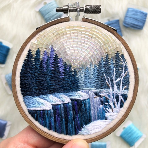 sosuperawesome: Bead Embroidered Art Hoops / PendantsZime Ksa on EtsyWant