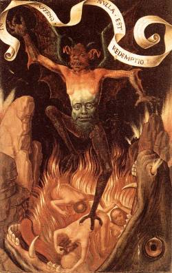 blackpaint20:  Wonderful detail of Hell by Hans Memling 