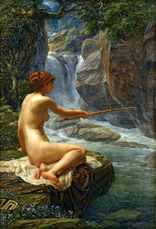 silenceformysoul:Sir Edward John Poynter (1836-1919) - Fishing, the nymph of the stream