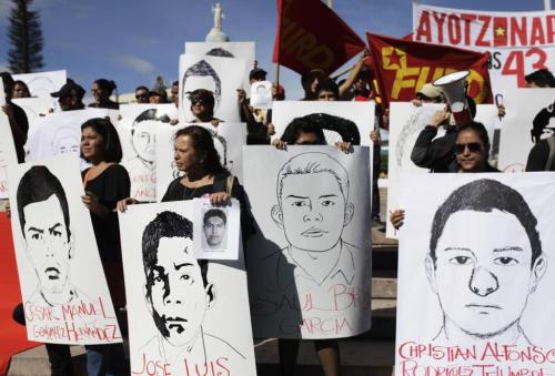 massconflict: Tens of thousands of people dressed in black have marched through Mexico City in the largest demonstration yet against the government’s response to the disappearance and probable massacre of 43 student teachers on Sep26. The march was