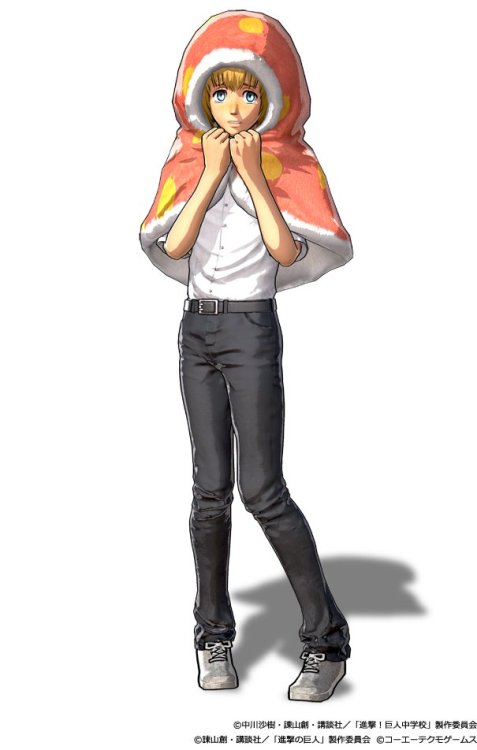 leviskinnyjeans:  Koei Tecmo has revealed the Shingeki! Kyojin Chuugakkou Armin model, available only through an exclusive DLC Code that is included with the Treasure Box edition of the Shingeki no Kyojin video game. The cost of the Treasure Box is 12,800
