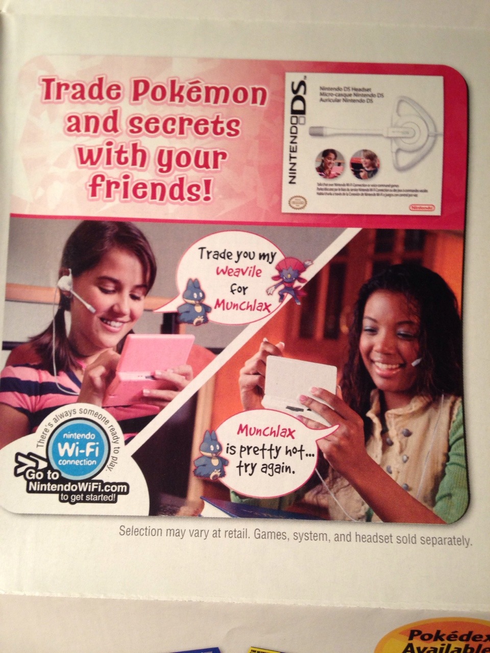 kiyotakamine:
“munchlax is pretty hot
”
‘Nintendo DS Headset’[DS] [USA] [CATALOG(?)] [2007]
• I really had no idea that Nintendo made a headset for the DS. Or that Pokémon Diamond and Pearl had voice chat. Or 98% of the Pokémon that came out after...