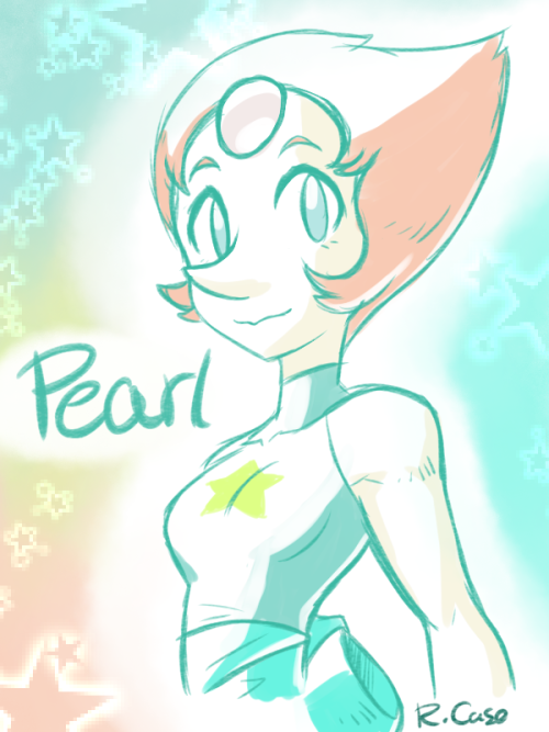 rcasedrawstuffs:  Pearl   So I’m working on an idea for a Steven Universe pic but the idea keeps changing and getting bigger but i also had this idea for a pic of Pearl so I doodled it really quick last night  