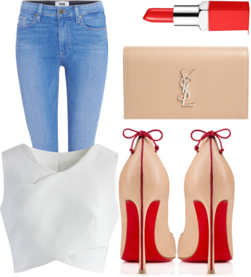 Untitled #372 by kristina-lindstrom featuring leather shoes ❤ liked on PolyvoreChicwish white top, 1