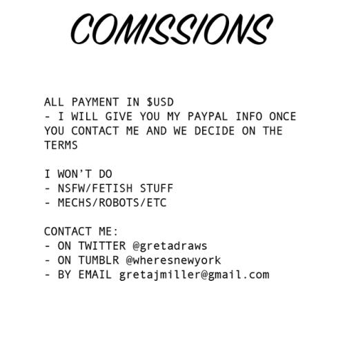 I’m opening commissions! I had some university fees come up that I need a bit of help with. Contact 