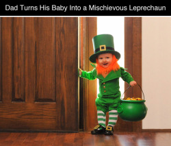 tastefullyoffensive:  Dad Turns His 6-Month-Old Baby Into a Mischievous Leprechaun