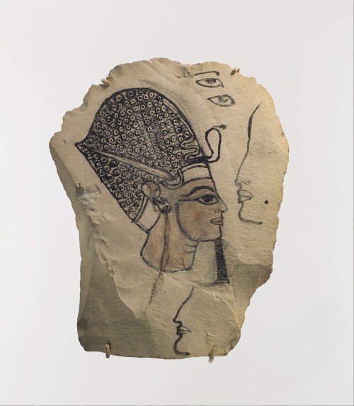 Ancient Egyptian ostrakon bearing a sketch of the 20th Dynasty pharaoh Ramesses IV.  Artist unknown;