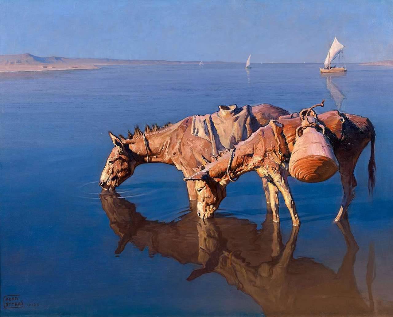 amare-habeo:  Adam Styka (Polish-French, 1890-1959)The Nile at Luxor, N/DOil on canvas,