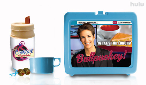 hulu:    Modern TV Lunch Boxes: Rachel Maddow Show Made of recycled aluminum and assembled in an eco