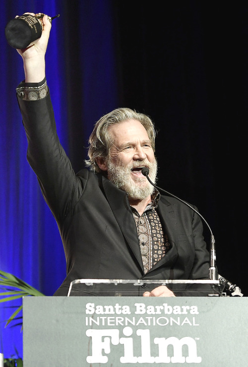 Jeff Bridges accepts the American Riviera Award onstage at the Arlington Theatre on February 9, 2017