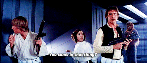 two-moonjockeys:Princess Leia “Unimpressed” Organa↳ Star Wars: Episode IV - A New Hope (1977)