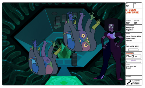 A selection of Characters, Props, and Effects from the Steven Universe episode: Keeping It TogetherArt Direction: Jasmin LaiLead Character Designer: Danny HynesCharacter Designer: Colin HowardProp Designer: Angie WangColor: Efrain Farias, Hans Tseng