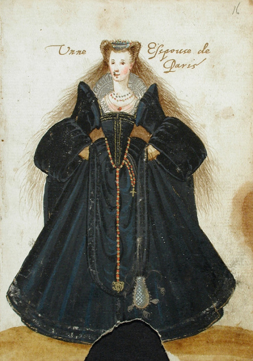 Illustrations of French costumes from “Album Amicorum of a German Soldier”, 1595;Married woman from 