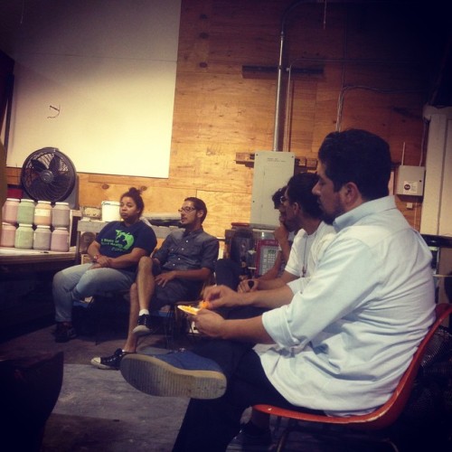 Discussing why we have all gathered at #micheladathinktank think about art, community, education, experience, challenges, and collaborations. (at Ceramic Studio 153)