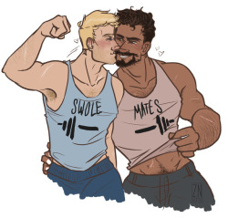 zenamiarts:I saw these tank tops in a store window so I took the obvious next step¯\_(ツ)_/¯ #r76 #swolemates