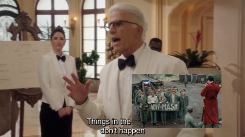 Michael continues, “Things in the 4077th MASH don’t happen” with a photo inset of the MASH officers holding up a hand painted banner.