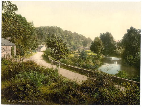 Photochrom prints of Comrie (Scotland, c. 1890 - c. 1900): Ross Bridge; view on the River Earn; view