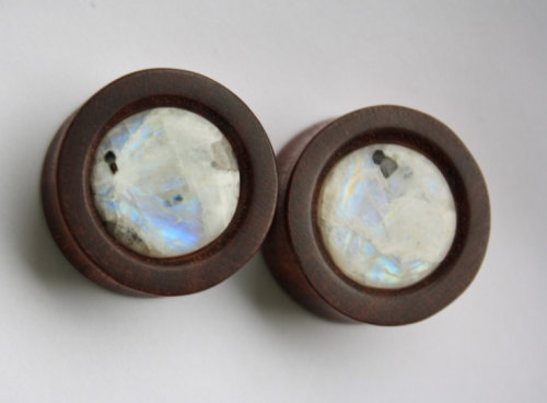 cinnamonzen:  plugporn:  Bloodwood with Moonstone by Alternative Earth Organics  The combination of these two materials pleases me greatly