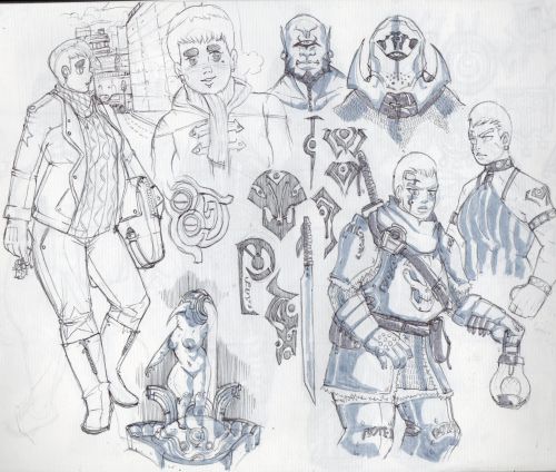 artroly:  random baby doodles done in school.  the third one contans 2 characters that belong to lil Pumpkin http://pumpkindoodles.tumblr.com/ (and the second page contains even her!) those are Serpent (robot girl) and Mortel (girl done in blue) I do