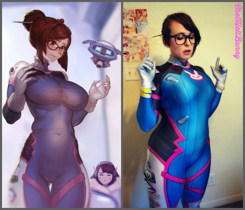 chelbunny:  Mei begrudgingly tries on D. Va’s suit. Haha when I saw this artwork, I just HAD to replicate it! It’s so goddam cute! 