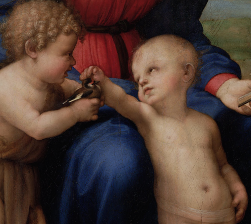 You OK there, baby? Detail: Madonna of the GoldfinchRaphael1505-1506