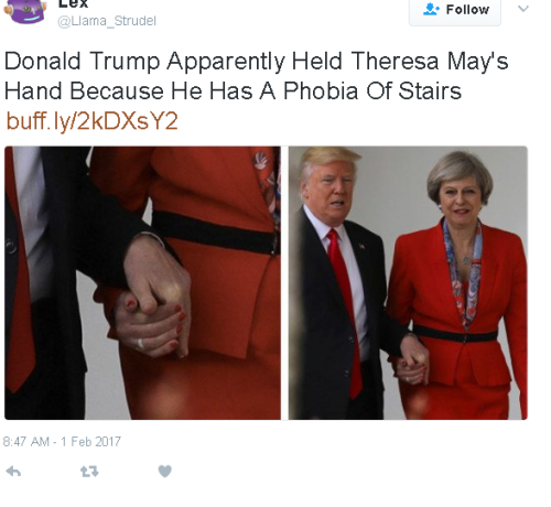 When world leaders meet Donald Trump.OK, but how the fuck can you have a phobia of stairs, though?ST