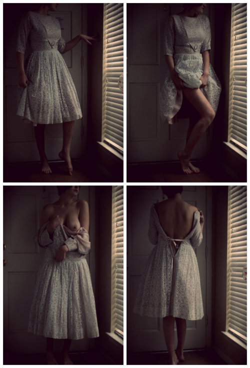 asleepylioness:  asleepylioness-deactivated20140: My Lord, My Lioness, I absolutely loved interpreting this theme! This is one of my favorite dresses in my vintage clothing collection. It is from the 1950s and I got it to wear in a play when I was in