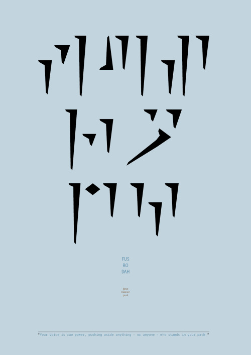Poster Dragon Language, 2013 part of the Bachelor Thesis “THU'UM – THE DRAGON LANGAUGE OF SKYR