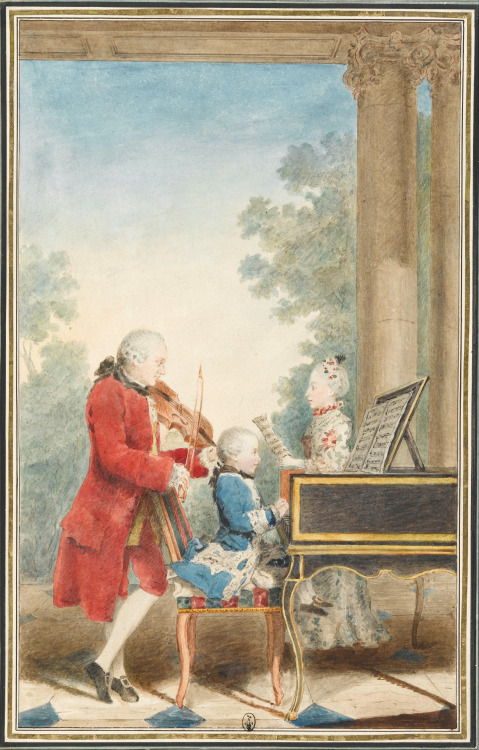 caballerodelatristefigura:   Leopold Mozart with Wolfgang and Nannerl “Mozart père & ses deux en