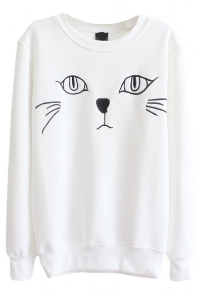 itscutycat:  Cat Kitty Sweatshirt (30% off)Kitty Face PrintCat Print SweatshirtCat Pattern HoodieContrast Collar