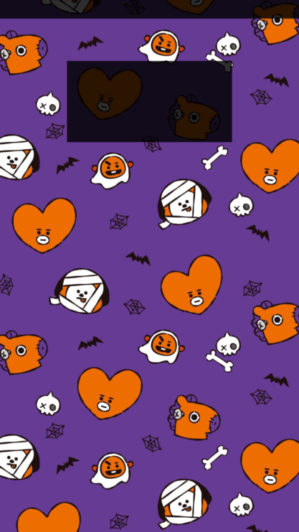 Halloween BT21 Lockscreens(I found that it was too hard to read the time so I added some shading)(ca