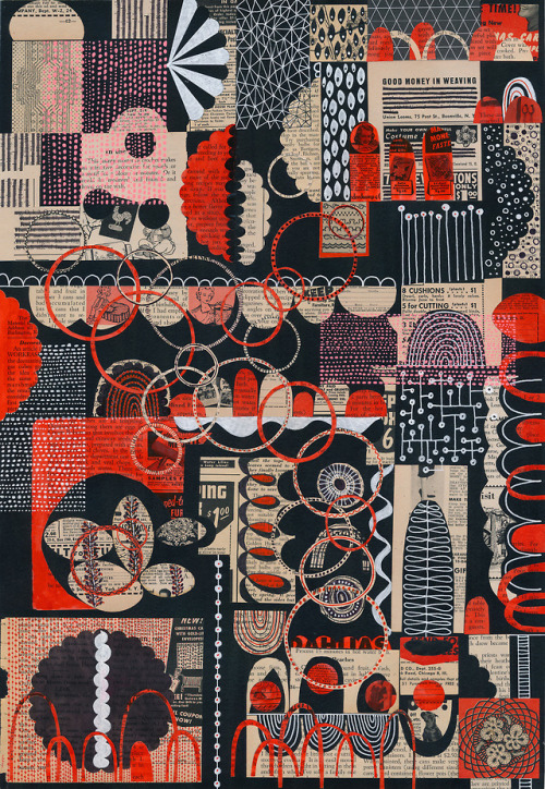 New drawing and collage hybrid. By Jill Stoll (aka girlphotografer)Good Money in Weaving, 2018, 13″ 