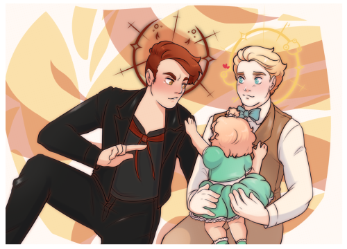 A lots of doodles of Eden and the crew of Good Omens uwu <3They is a lovely baby <3 <3 &hel