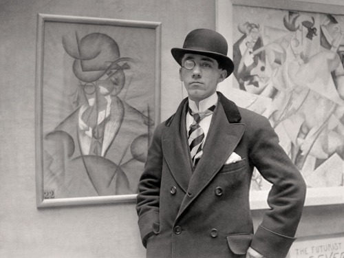 painters-in-color: Italian artists Gino Severini at the opening of his solo exhibition at the Marlbo