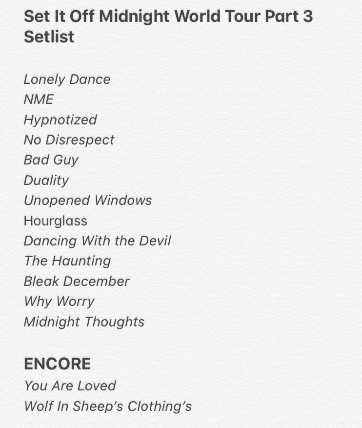 Stream Midnight! on Tumblr: Here's the setlist for the tour Set It Off is  currently on. Reblog to save a life! The second picture are the cities  they'll be