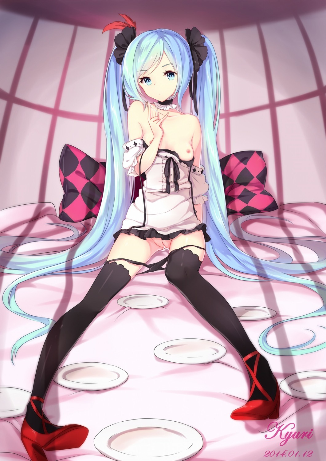 trin76:  breasts cum dress hatsune miku heels kyuri (405966795) nipples pantsu panty