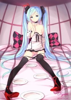 trin76:  breasts cum dress hatsune miku heels