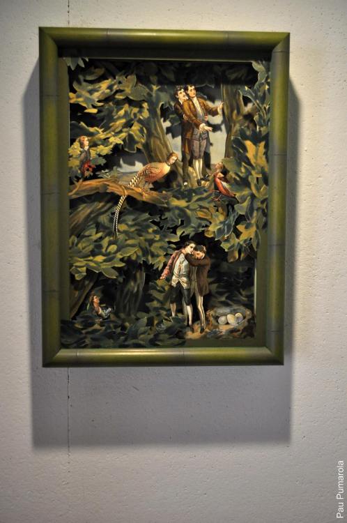 My collage diorama &ldquo;The Fateful Eggs&rdquo; is being exhibited in Llibreria 22, Girona