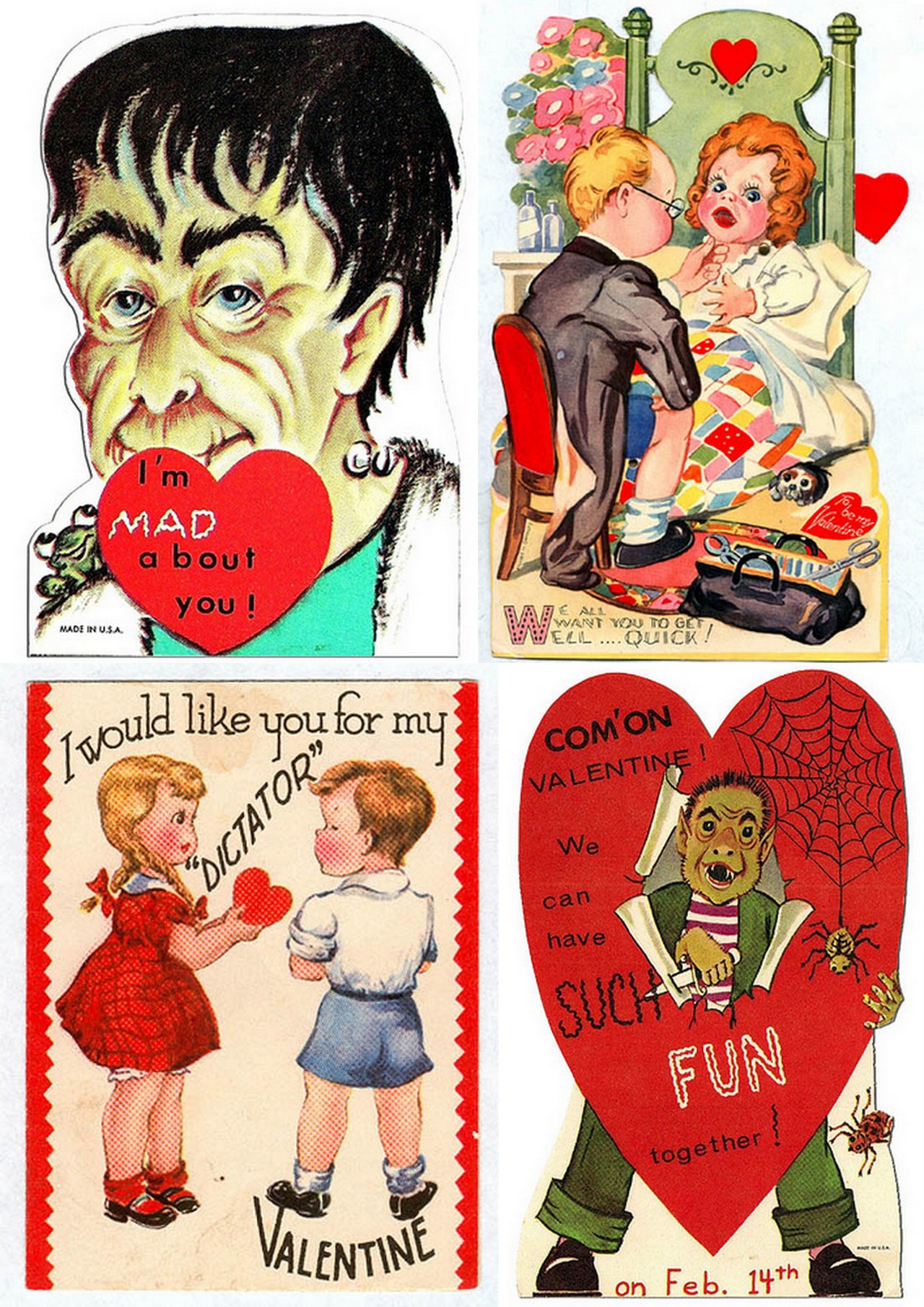 halloweencrafts:  Even More Vintage Scary Halloween Valentines from pageofbat’s