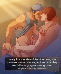 dirtyknbconfessions:  “I really like the idea of Aomine being the dominant seme over Kagami and that they would have gorgeous rough sex&ldquo; - Anonymous submitter [Image Source]