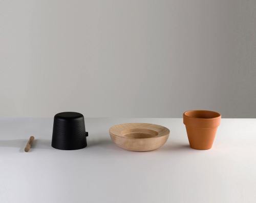 everything-creative: One shape and three materials in four objects This line of plant pot, ceiling l